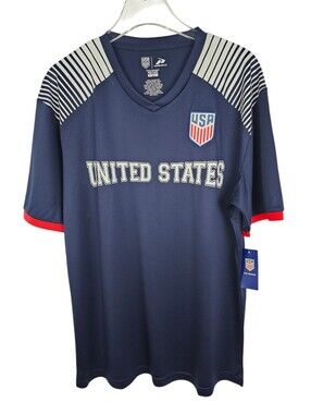Icon Sports Men's USA Soccer Team Performance Dri-Fit Shirt Jersey Navy Blue